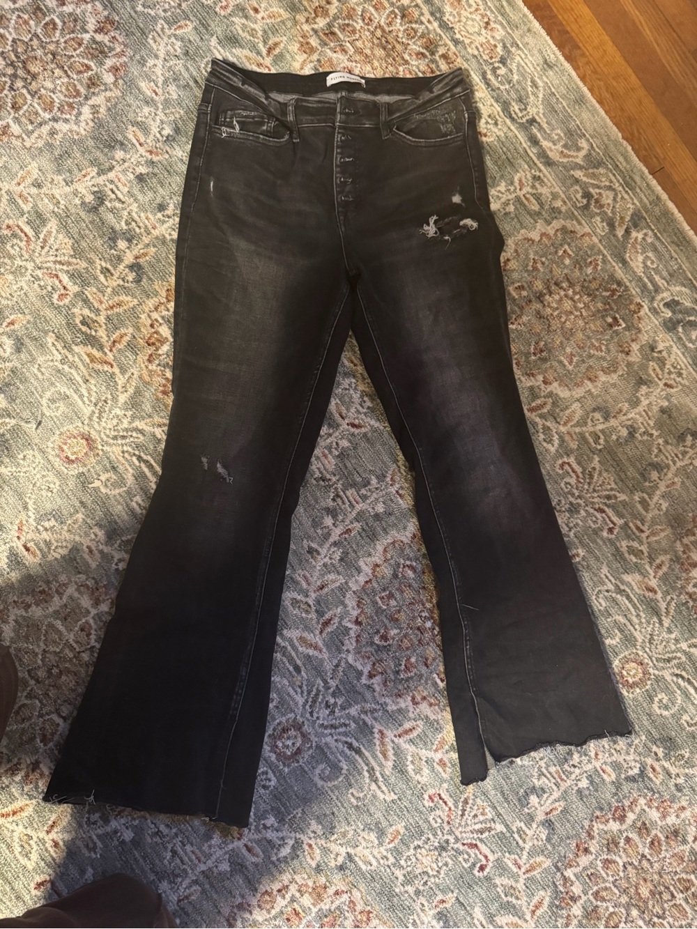 Flying Monkey Black Distressed Bootcut Jeans